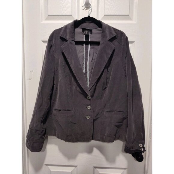 LANE BRYANT Venezia Women's Size 18 Dark Gray Corduroy Blazer Jacket Stretch $69 - Picture 1 of 9